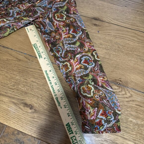 Christopher & Banks Petite Women Size P/L Paisley Button Down Blouse V Neck City - Picture 7 of 11